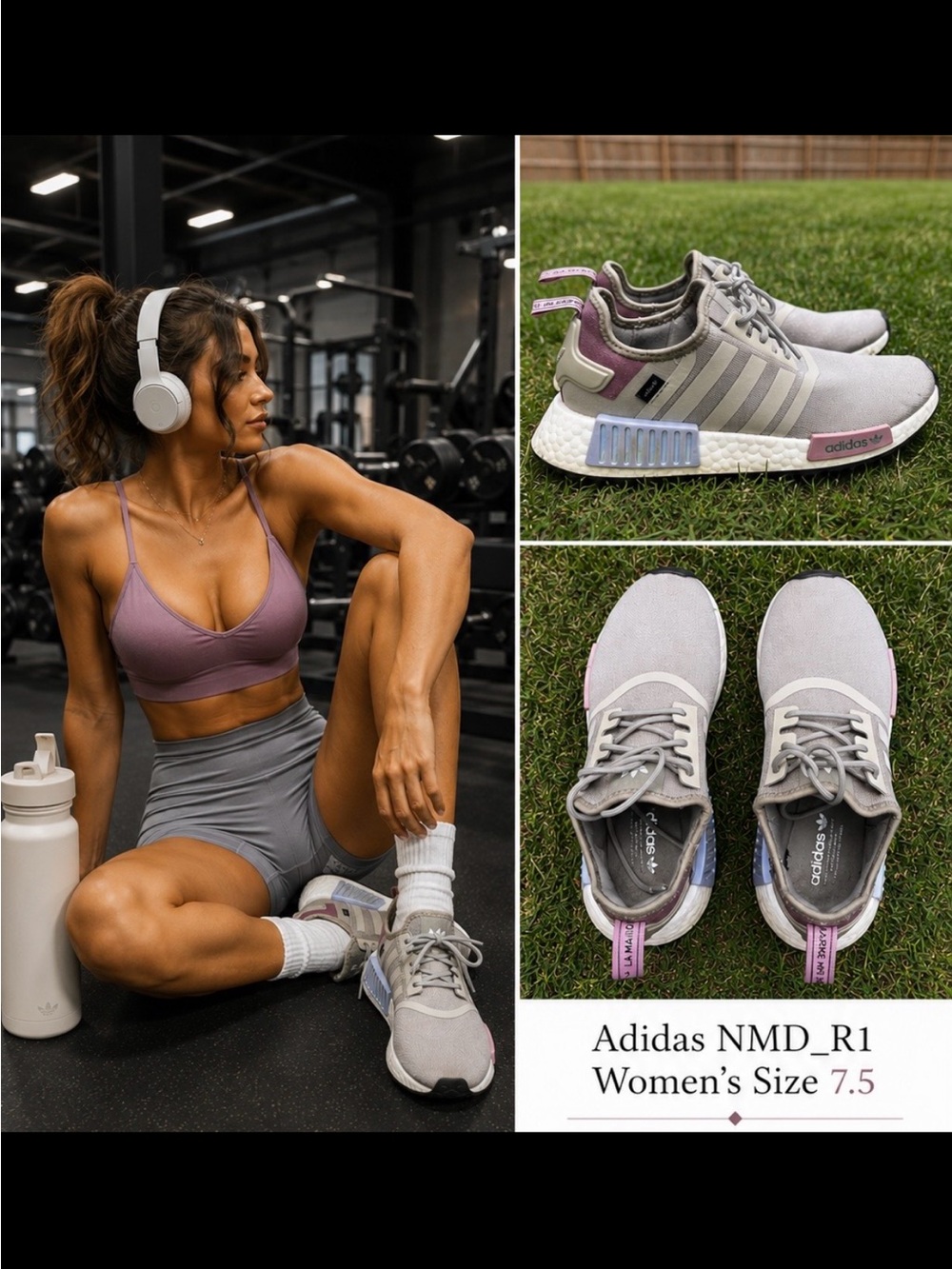 ADIDAS NMD_R1 Feather Grey / Purple Olive - 7.5